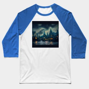 Starry Night Over Hogsmeade Village Baseball T-Shirt